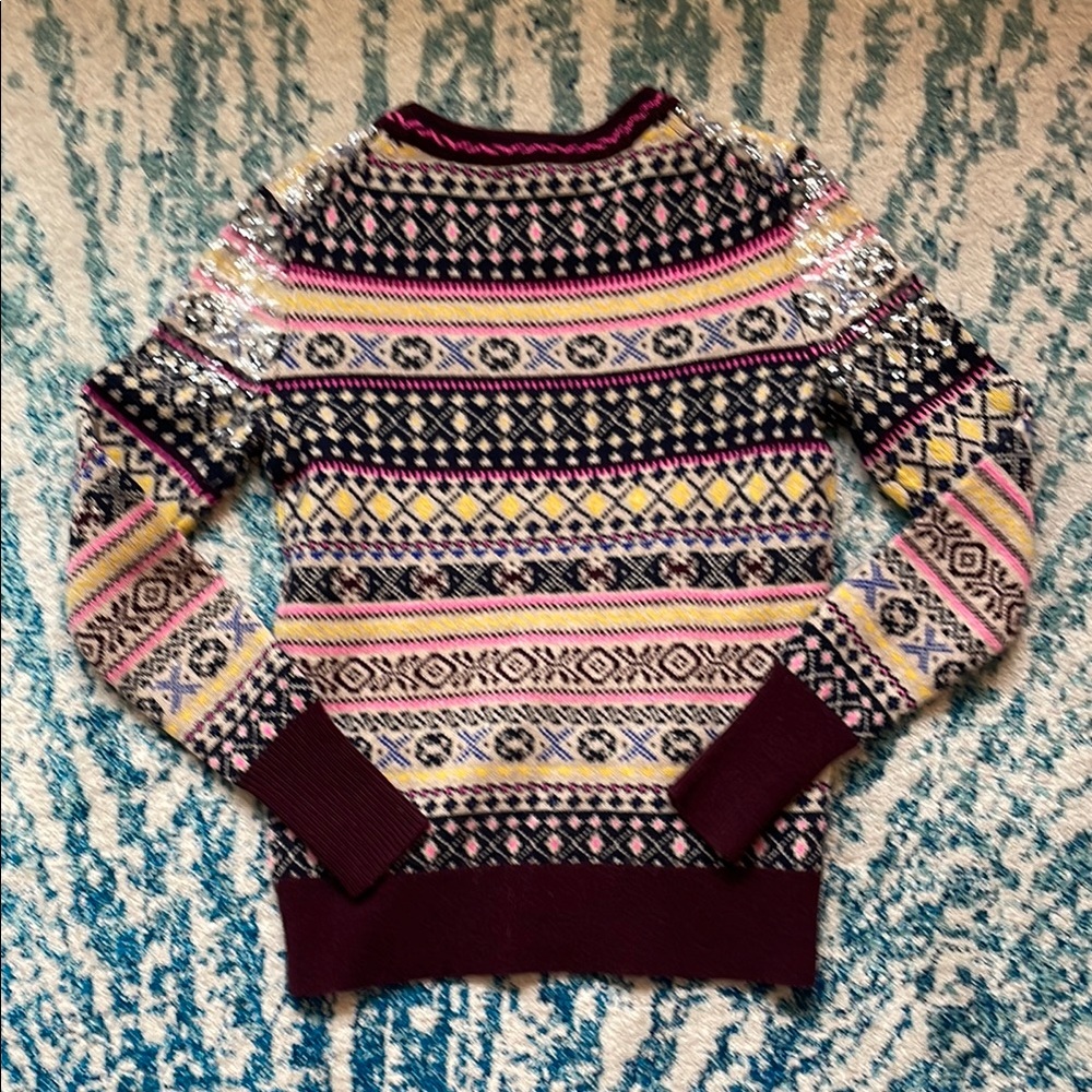 NWT J Crew 100% wool Fair Isle Sequined Sweater - Picture 8 of 9
